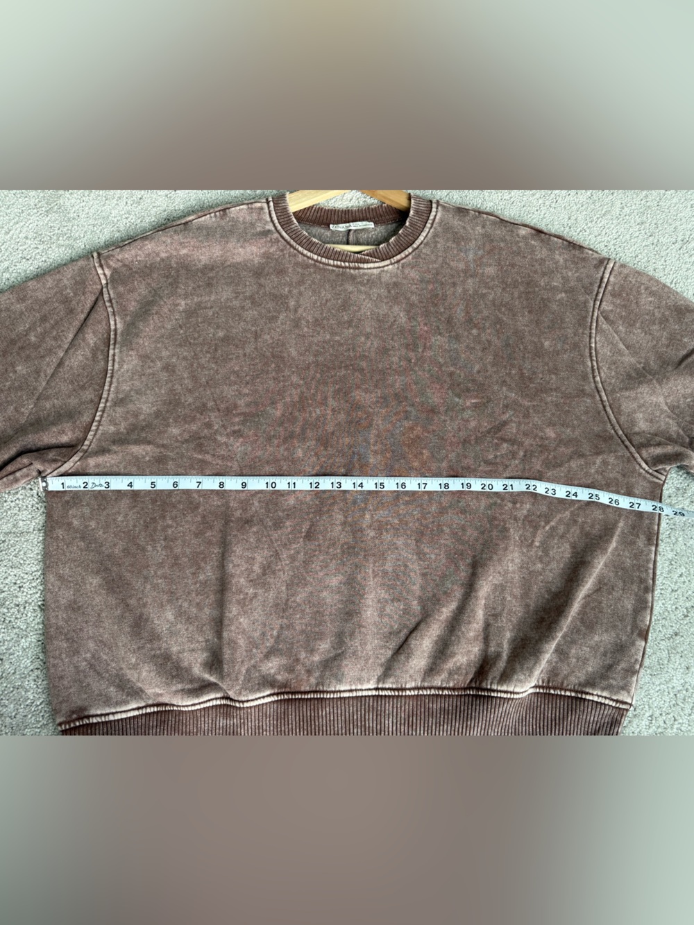 Zenana Acid Washed Crewneck Brown Sweater | S/M & L/XL - Picture 9 of 12